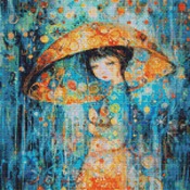 Orange Umbrella Cross Stitch Pattern