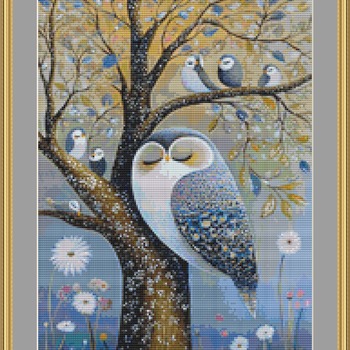 Owl Family Cross Stitch Pattern