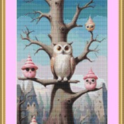 Owl Tree Cross Stitch Pattern