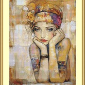 Pensive Woman Cross Stitch Pattern