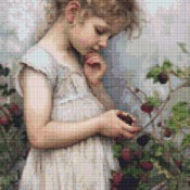 Picking Berries Cross Stitch Pattern