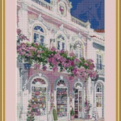 Pink Shop Front Cross Stitch Pattern