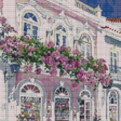 Pink Shop Front Cross Stitch Pattern