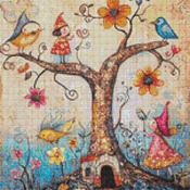 Playing In A Tree Cross Stitch Pattern