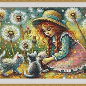 Playing With The Kittens Cross Stitch Pattern