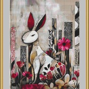 Rabbit In The Flowers Cross Stitch Pattern