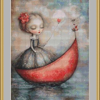 Red Boats Cross Stitch Pattern