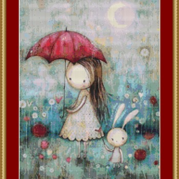 Red Umbrella Cross Stitch Pattern