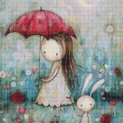 Red Umbrella Cross Stitch Pattern