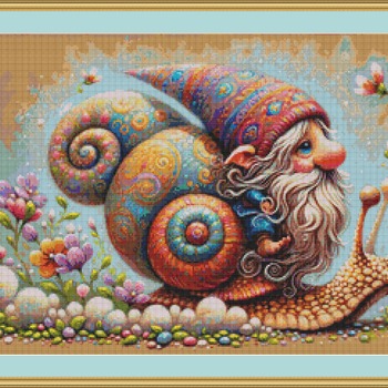 Riding A Snail Cross Stitch Pattern