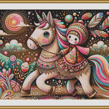 Riding A Unicorn Cross Stitch Pattern