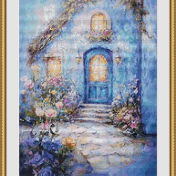 Romantic Cottage Cross Stitch Pattern