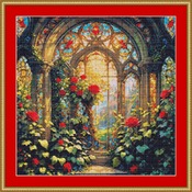 Rose Stained Glass Cross Stitch Pattern