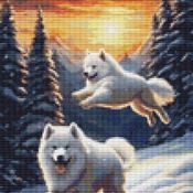 Samoyed Dogs Cross Stitch Pattern