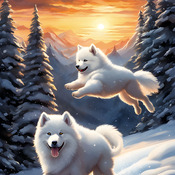 Samoyed Dogs Cross Stitch Pattern