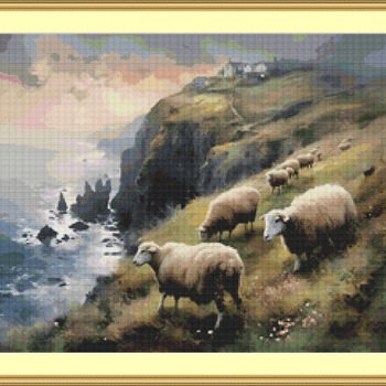 Sheep Grazing Cross Stitch Pattern