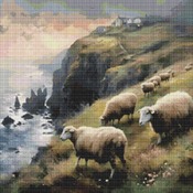 Sheep Grazing Cross Stitch Pattern