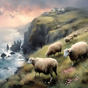 Sheep Grazing Cross Stitch Pattern