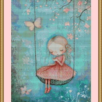 Sitting On A Swing Cross Stitch Pattern