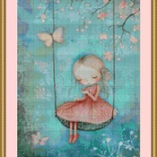 Sitting On A Swing Cross Stitch Pattern