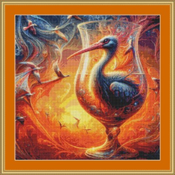 Stork Fantasy Cross Stitch Pattern