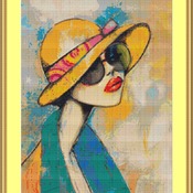 Stylish Woman Cross Stitch Pattern