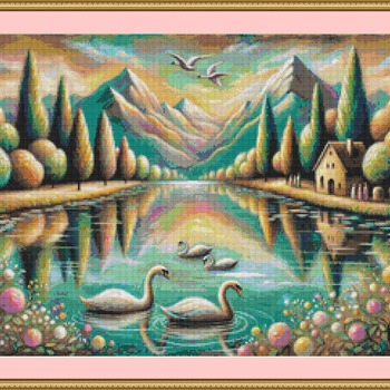 Swans On The Lake Cross Stitch Pattern