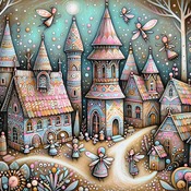 Fairy Village Cross Stitch Pattern