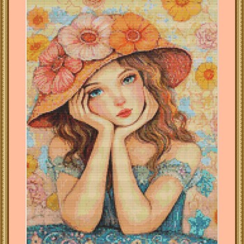 Floral Hat Cross Stitch Pattern