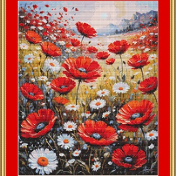 Flowers In A Meadow Cross Stitch Pattern