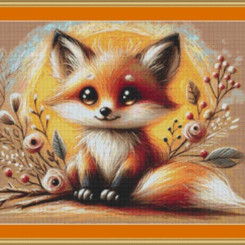 Fluffy Tail Fox Cross Stitch Pattern