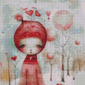 Girl In Red Cross Stitch Pattern