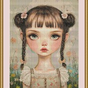 Girl With Braids Cross Stitch Pattern