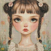 Girl With Braids Cross Stitch Pattern