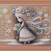 Girl With Flowing Hair Cross Stitch Pattern