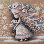 Girl With Flowing Hair Cross Stitch Pattern