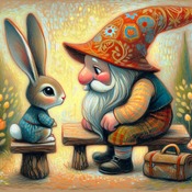 Gnome And Rabbit Cross Stitch Pattern