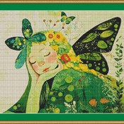 Green Girl Cross Stitch Pattern