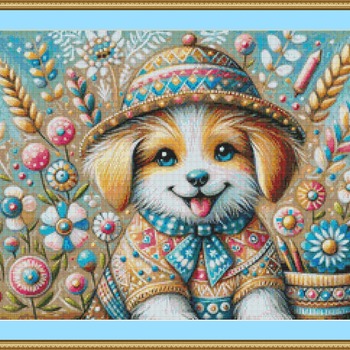 Happy Puppy Cross Stitch Pattern