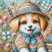 Happy Puppy Cross Stitch Pattern