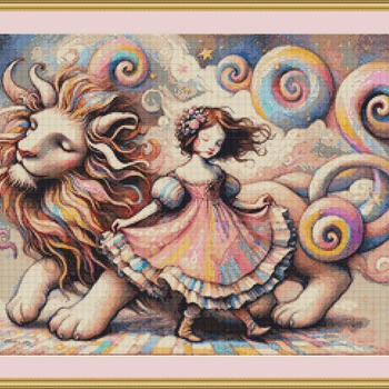 Lion And Girl Cross Stitch Pattern