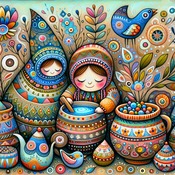 Matryoshka Dolls Cross Stitch Pattern