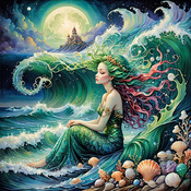 Mermaid Fantasy Cross Stitch Pattern