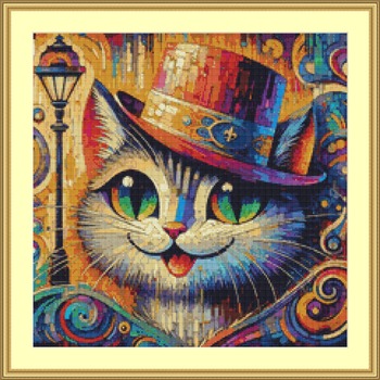 Mosaic Cat Cross Stitch Pattern