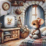 Mouse In A Bedroom Cross Stitch Pattern