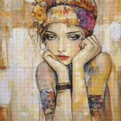 Pensive Woman Cross Stitch Pattern