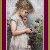 Picking Berries Cross Stitch Pattern