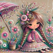 Pink Parasol Cross Stitch Pattern