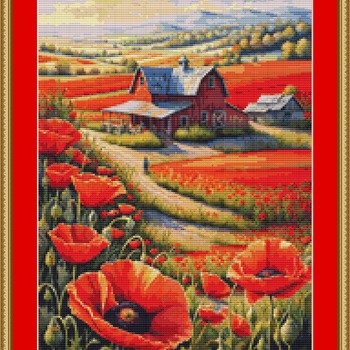 Poppy Farm Cross Stitch Pattern