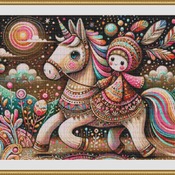 Riding A Unicorn Cross Stitch Pattern